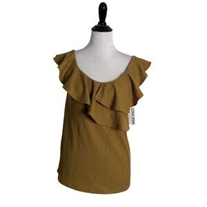 Nine West Ruffle Tiered Sleeveless Top Womens S Crinkle Layering Flutter Casual